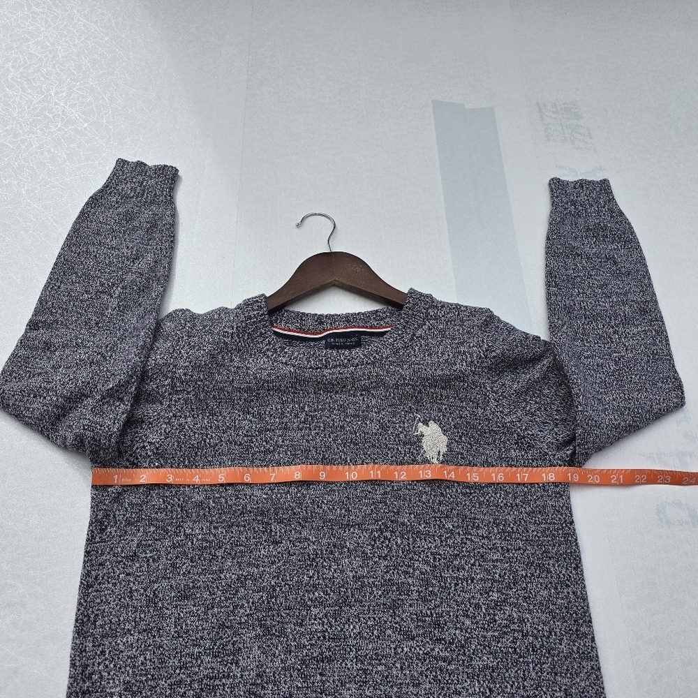 U.S. Polo Assn. Womans Gray Marled Flecked Crewneck Sweater Knit Pullover L - Picture 4 of 8